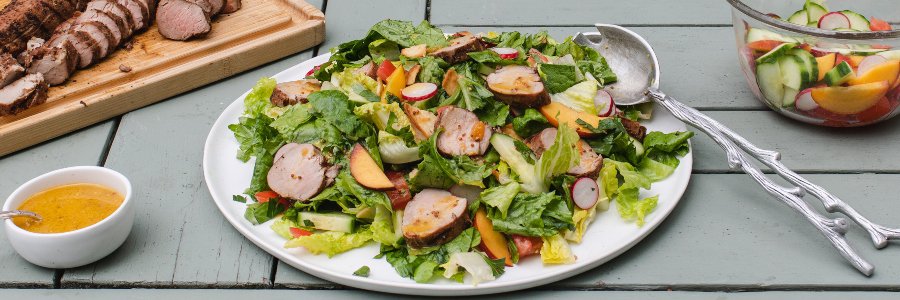 Pork Tenderloin Salad With Peach Balsamic Vinaigrette