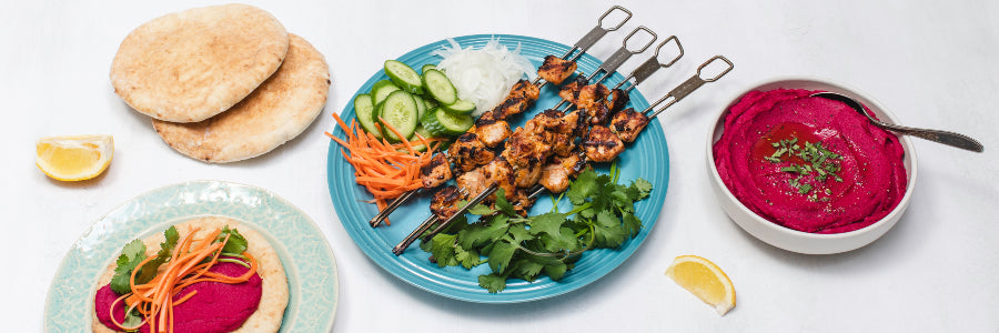 Chicken Kebabs with Beet Hummus – Broil King