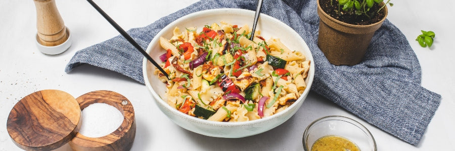 Grilled Vegetable Halloumi Pasta Salad