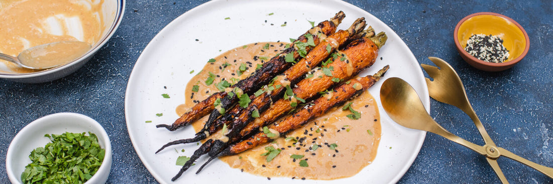 Grilled Carrots With Miso-Tahini Dressing