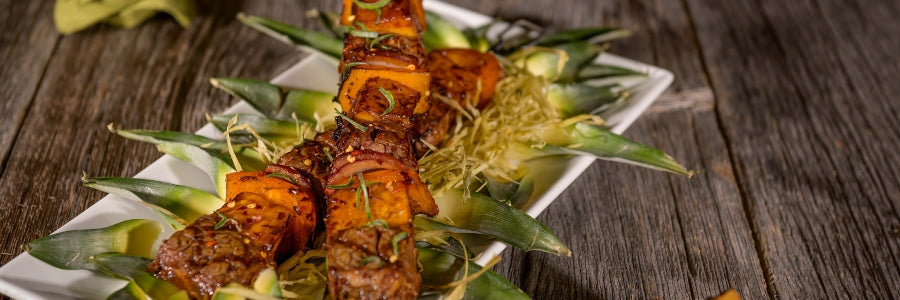 Ginger Beef & Pineapple Kabobs